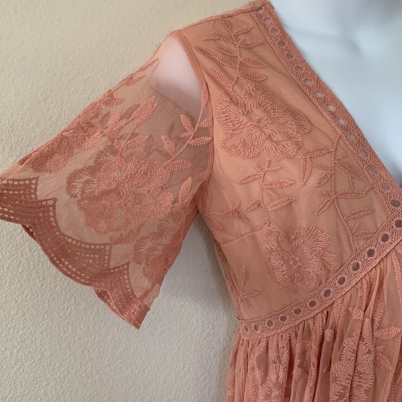 Pinkblush Pink Lace Overlay V Neck Maternity Maxi Dress - Picture 11 of 15